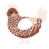 A russet and cream chicken with a lace pattern