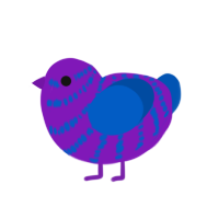 インベーダー, a violet and ultramarine chicken with a bar pattern