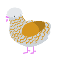 A mist and ochre chicken with a lace pattern