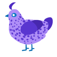 A lilac and indigo chicken with a speckle pattern