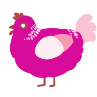 A fuchsia and rose chicken with a neck-band pattern