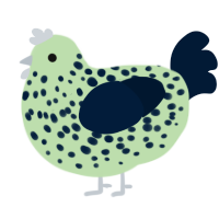 A gluppy and tumblr chicken with a speckle pattern