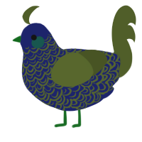 A navy and olive chicken with a double-lace pattern