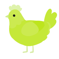 A lime chicken with a head pattern