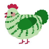 A gluppy and leaf chicken with a bar pattern