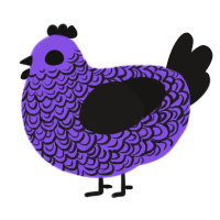 A blurple and sable chicken with a double-lace pattern