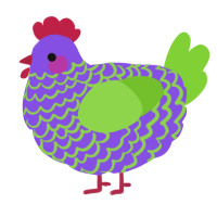 A blurple and grass chicken with a lace pattern