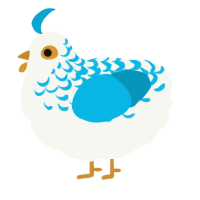 A white and cerulean chicken with a half-lace pattern
