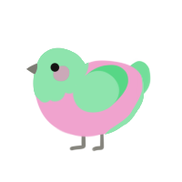 Gummy, a pink and spring chicken with a head pattern