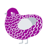 A plum and mist chicken with a lace pattern
