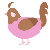 A pink and brown chicken with a head pattern