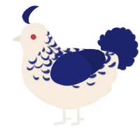 A cream and navy chicken with a half-lace pattern