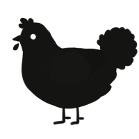 A black chicken with a half-bar pattern