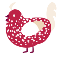A crimson and cream chicken with a speckle pattern