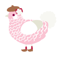 A rose and white chicken with a lace pattern