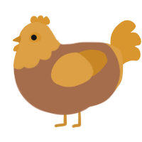 A brown and orange chicken with a head pattern