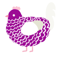 A plum and white chicken with a lace pattern