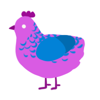 A orchid and sapphire chicken with a half-lace pattern