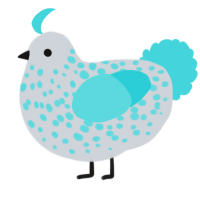 A mist and aqua chicken with a speckle pattern