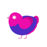 MY EYES, a indigo and fuchsia chicken with a head pattern