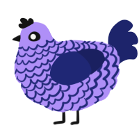 A lilac and navy chicken with a lace pattern