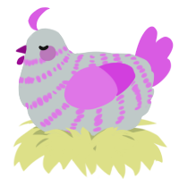 A silver and orchid chicken with a bar pattern