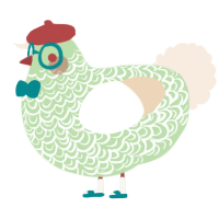 A gluppy and cream chicken with a double-lace pattern