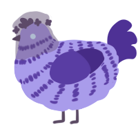 A lilac and indigo chicken with a bar pattern