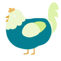 A sea and apple chicken with a head pattern