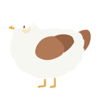A white and brown chicken