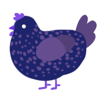 A navy and overcast chicken with a speckle pattern