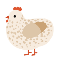 A cream and beige chicken with a speckle pattern