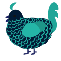 A tumblr and turquoise chicken with a lace pattern