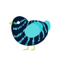 Neo, a tumblr and aqua chicken with a bar pattern