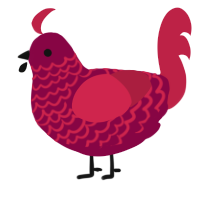A maroon and crimson chicken with a lace pattern