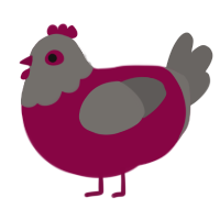 A maroon and grey chicken with a head pattern