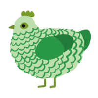 A gluppy and viridian chicken with a lace pattern