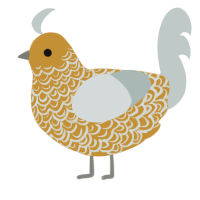 A gold and silver chicken with a double-lace pattern