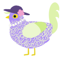 A lilac and apple chicken with a double-lace pattern
