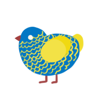 Blue Lemonade, a sapphire and yellow chicken with a lace pattern