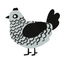 A silver and black chicken with a lace pattern