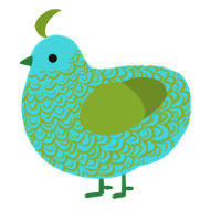 A aqua and chartreuse chicken with a double-lace pattern