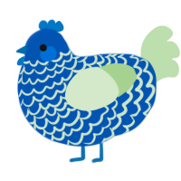 A ultramarine and gluppy chicken with a lace pattern