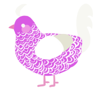 A orchid and white chicken with a double-lace pattern