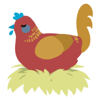 A red and gold chicken with a neck-band pattern