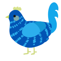 A ultramarine and sky chicken with a bar pattern