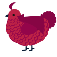 A crimson and maroon chicken with a lace pattern