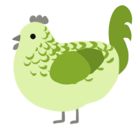 A apple and chartreuse chicken with a half-lace pattern