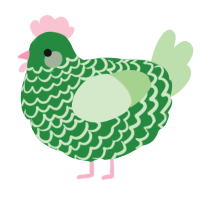 A viridian and gluppy chicken with a lace pattern