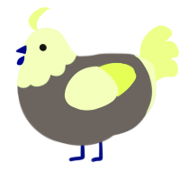 A grey and apple chicken with a head pattern